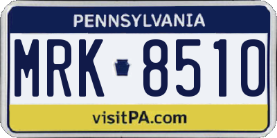 PA license plate MRK8510