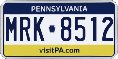 PA license plate MRK8512
