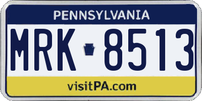 PA license plate MRK8513