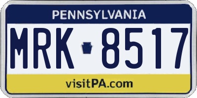 PA license plate MRK8517