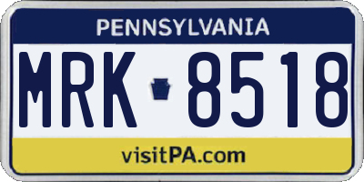 PA license plate MRK8518