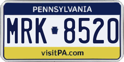 PA license plate MRK8520