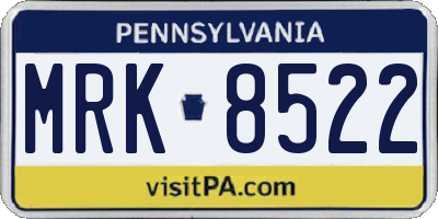 PA license plate MRK8522