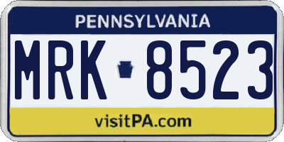 PA license plate MRK8523