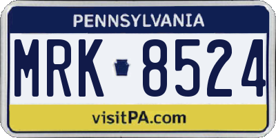 PA license plate MRK8524