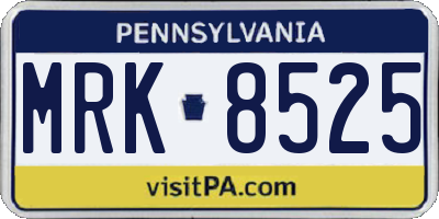 PA license plate MRK8525