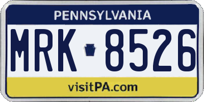 PA license plate MRK8526