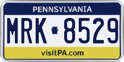 PA license plate MRK8529