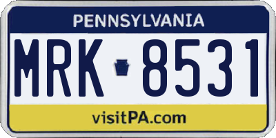 PA license plate MRK8531