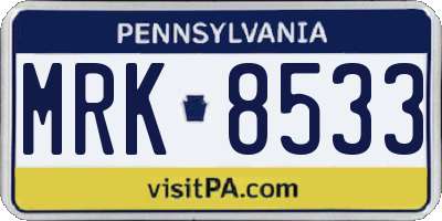 PA license plate MRK8533