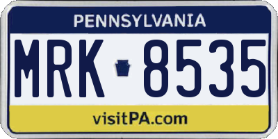 PA license plate MRK8535