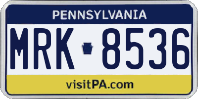 PA license plate MRK8536