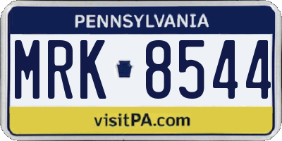 PA license plate MRK8544