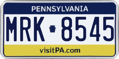 PA license plate MRK8545