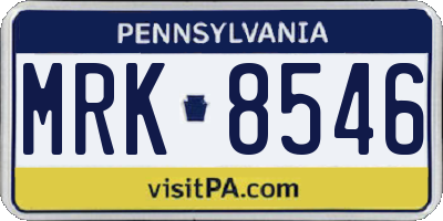 PA license plate MRK8546