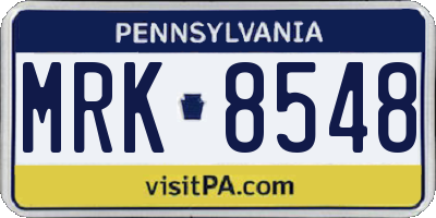 PA license plate MRK8548