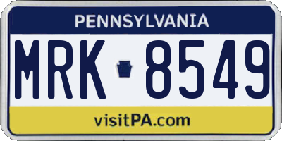PA license plate MRK8549