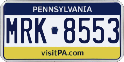 PA license plate MRK8553