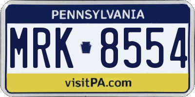 PA license plate MRK8554