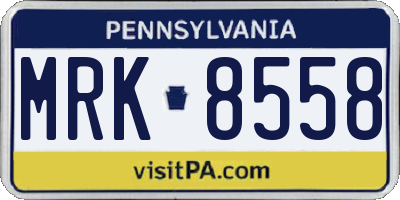 PA license plate MRK8558
