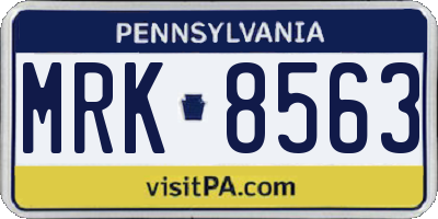 PA license plate MRK8563