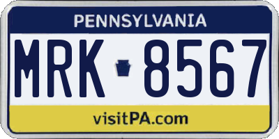 PA license plate MRK8567