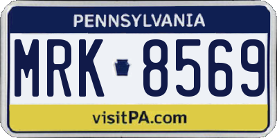 PA license plate MRK8569