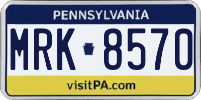 PA license plate MRK8570