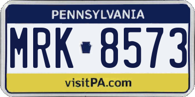 PA license plate MRK8573
