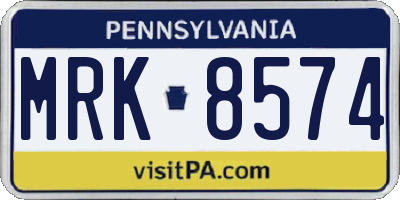 PA license plate MRK8574