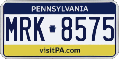 PA license plate MRK8575