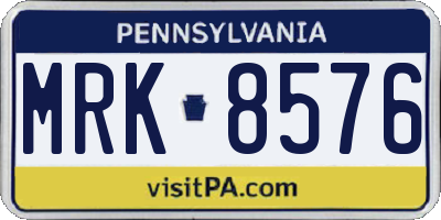 PA license plate MRK8576