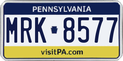 PA license plate MRK8577