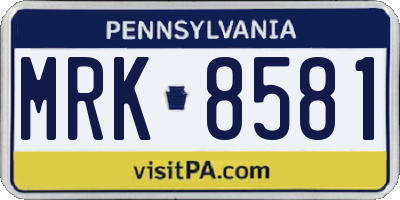 PA license plate MRK8581