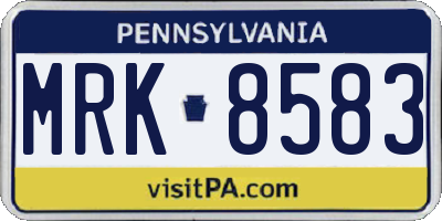 PA license plate MRK8583