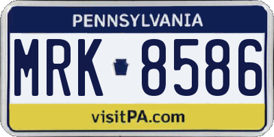 PA license plate MRK8586
