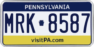 PA license plate MRK8587