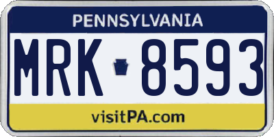 PA license plate MRK8593