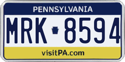 PA license plate MRK8594