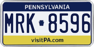 PA license plate MRK8596
