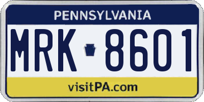 PA license plate MRK8601