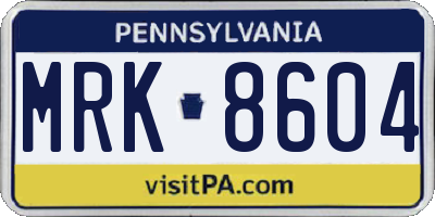 PA license plate MRK8604