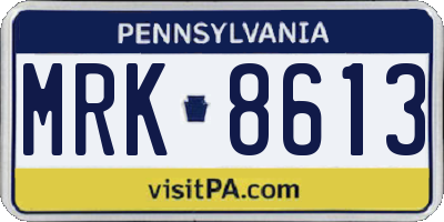 PA license plate MRK8613