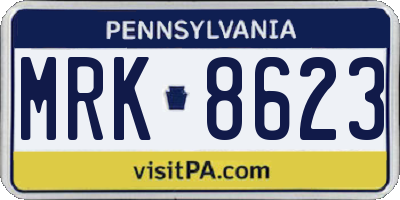 PA license plate MRK8623
