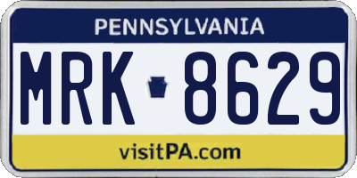 PA license plate MRK8629