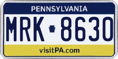 PA license plate MRK8630
