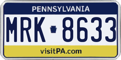 PA license plate MRK8633
