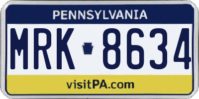 PA license plate MRK8634