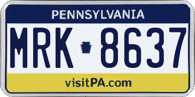 PA license plate MRK8637