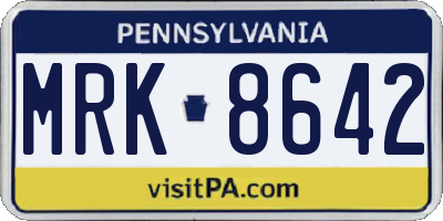 PA license plate MRK8642